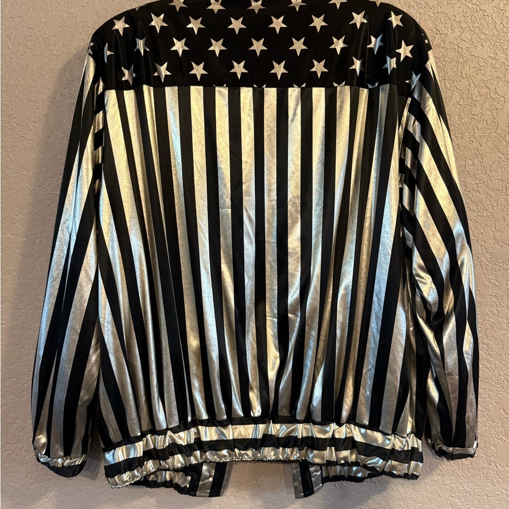 Black and Silver Star Striped Women's Jacket - Picture 5 of 5